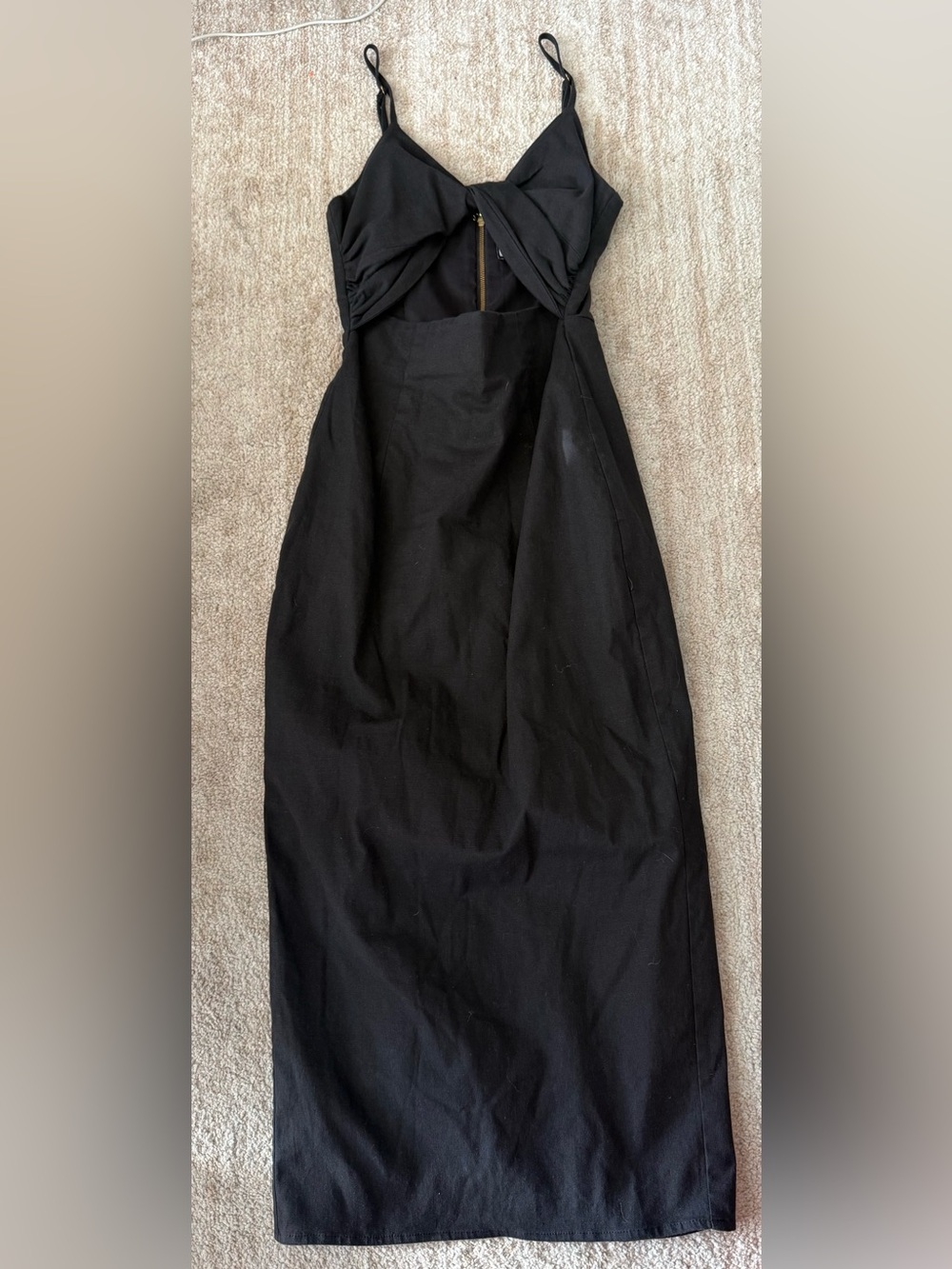 Runaway Black Cutout Maxi Dress with Spaghetti Straps